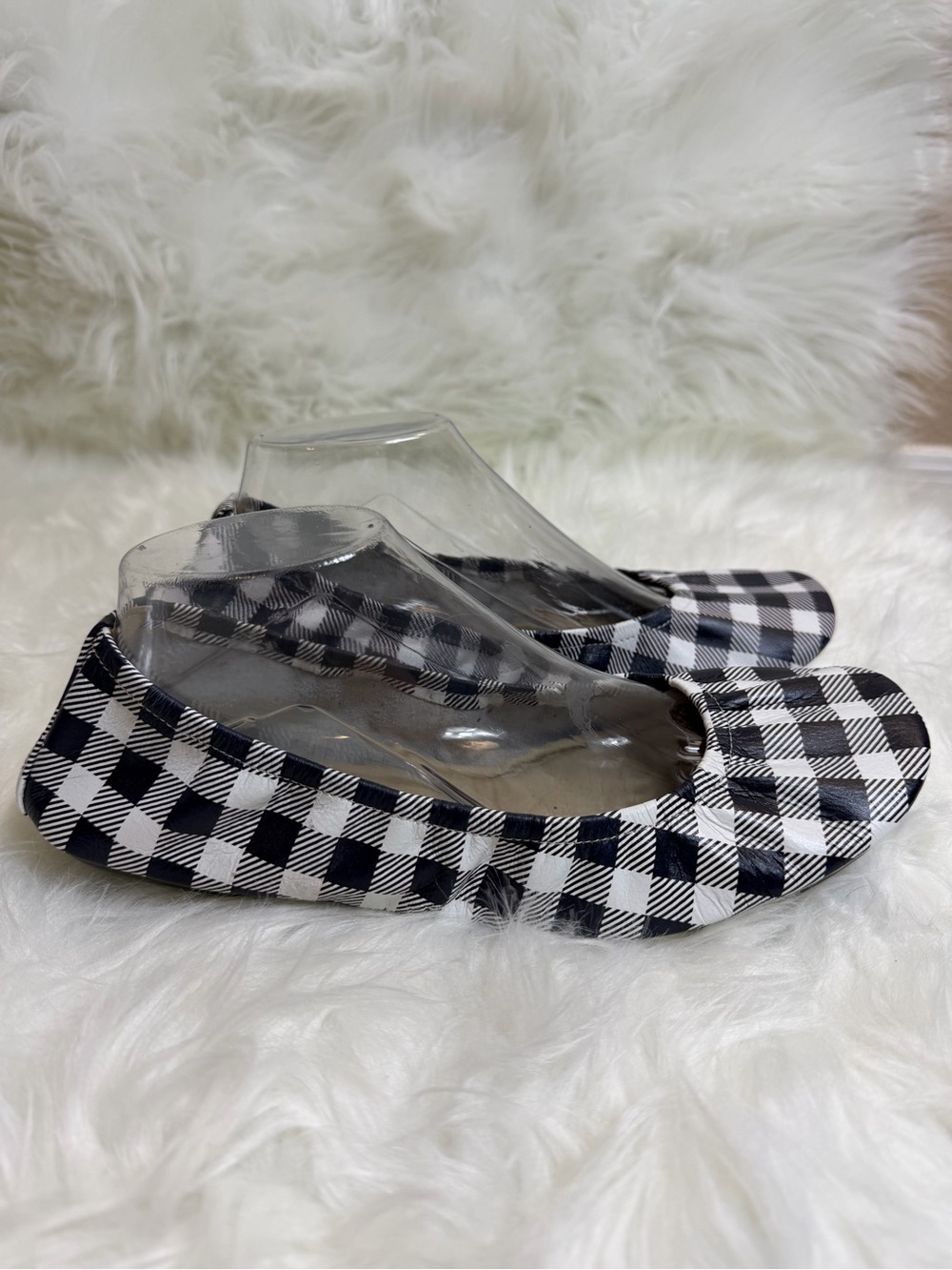 The Storehouse Flats Buffalo Plaid Leather Ballet Flats Size 11 Navy White - Picture 6 of 13